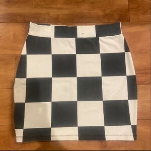 BeBe Black and White Checkered Women's Mini Skirt